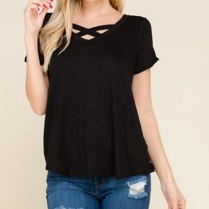 Checha Criss Cross Top - Black